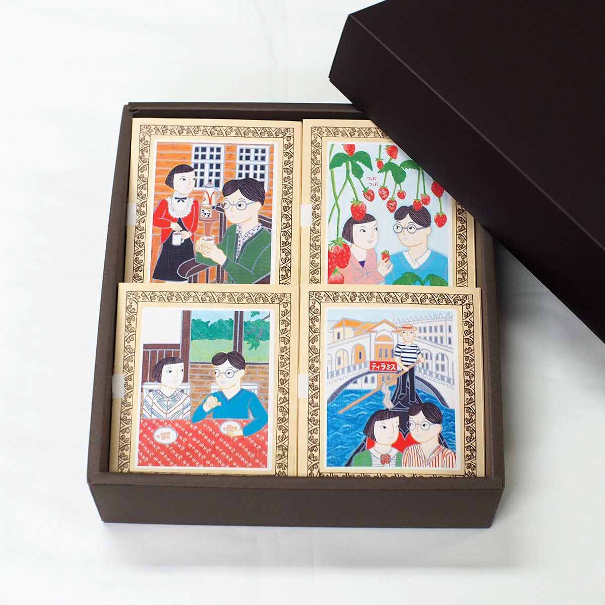 4箱入りチョコアーモンドギフトセット