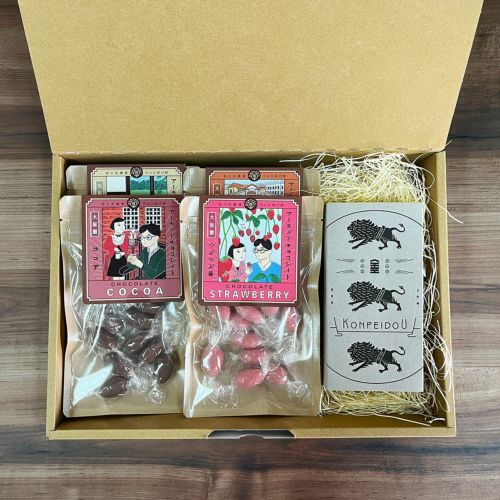 チョコ4袋＆金平堂ギフトボックス | 佐々木製菓:大阪金平糖